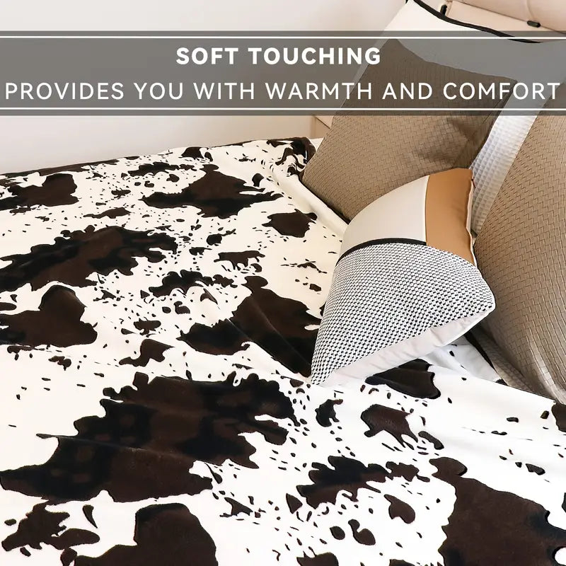 Playful Softness for Every Couch | Cow Print Fleece Throw Blanket
