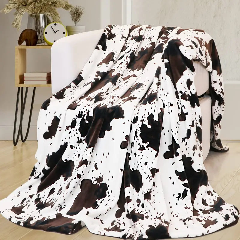 Playful Softness for Every Couch | Cow Print Fleece Throw Blanket