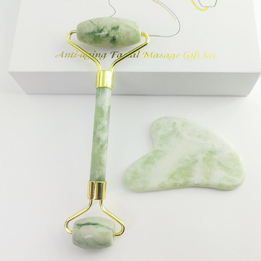 Sculpt. Soothe. Glow. | White Jade Facial Roller &amp; Gua Sha Set