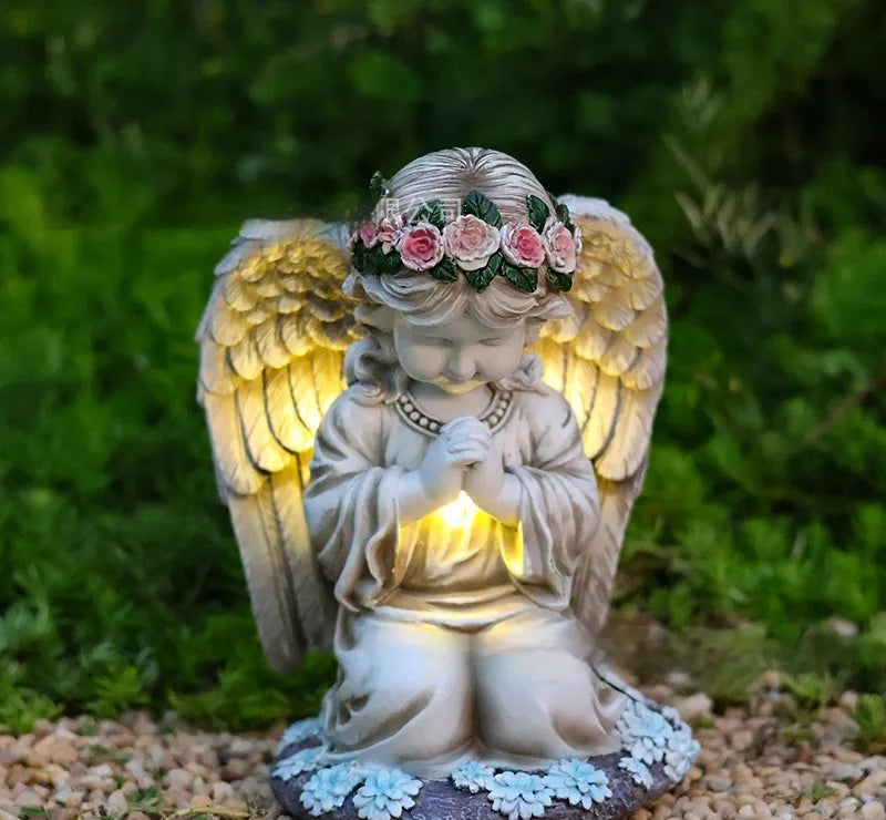 Peace &amp; Light, Every Evening | Solar Prayer Angel Garden Lamp