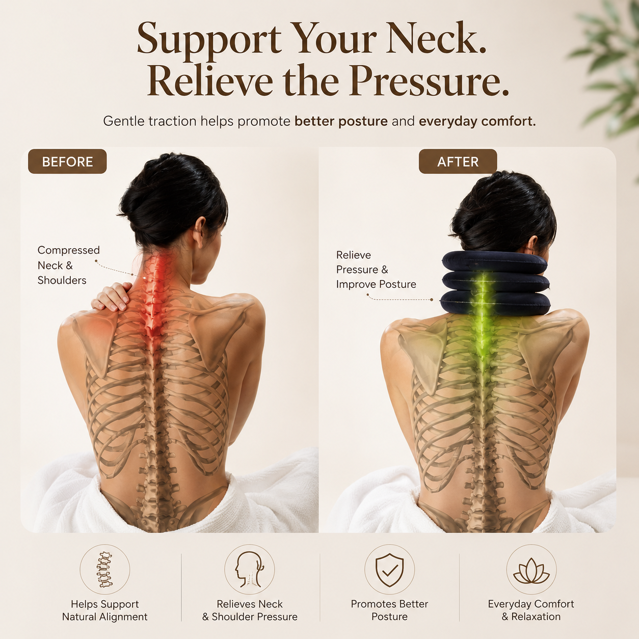 Adjustable Inflatable Neck Support Cushion