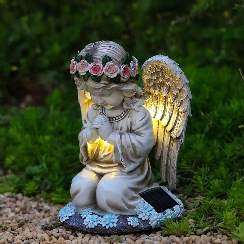 Peace &amp; Light, Every Evening | Solar Prayer Angel Garden Lamp