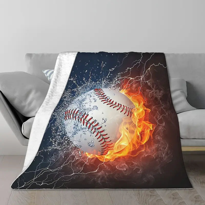 Game Day, Made Cozy | Baseball Print Velvet Throw Blanket