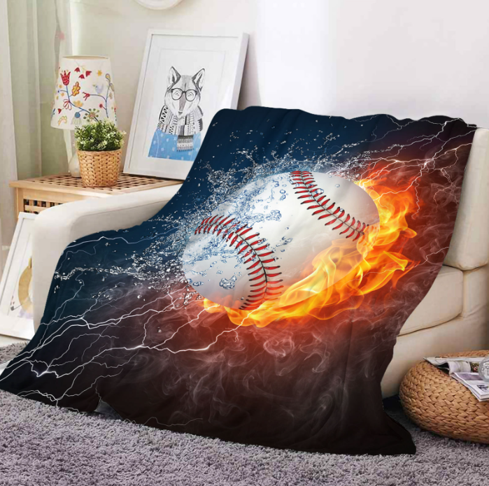 Game Day, Made Cozy | Baseball Print Velvet Throw Blanket