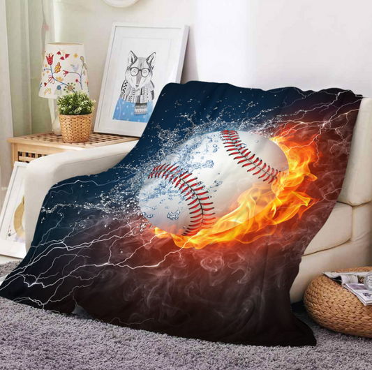 Game Day, Made Cozy | Baseball Print Velvet Throw Blanket