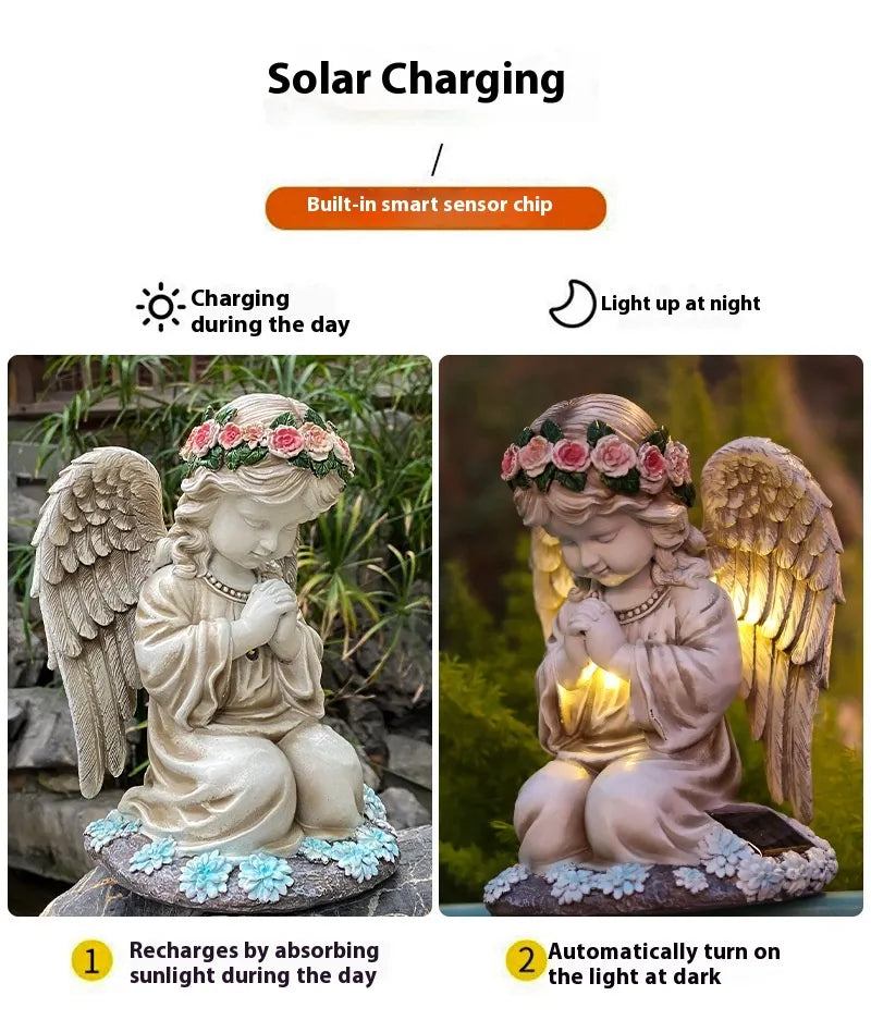 Peace &amp; Light, Every Evening | Solar Prayer Angel Garden Lamp