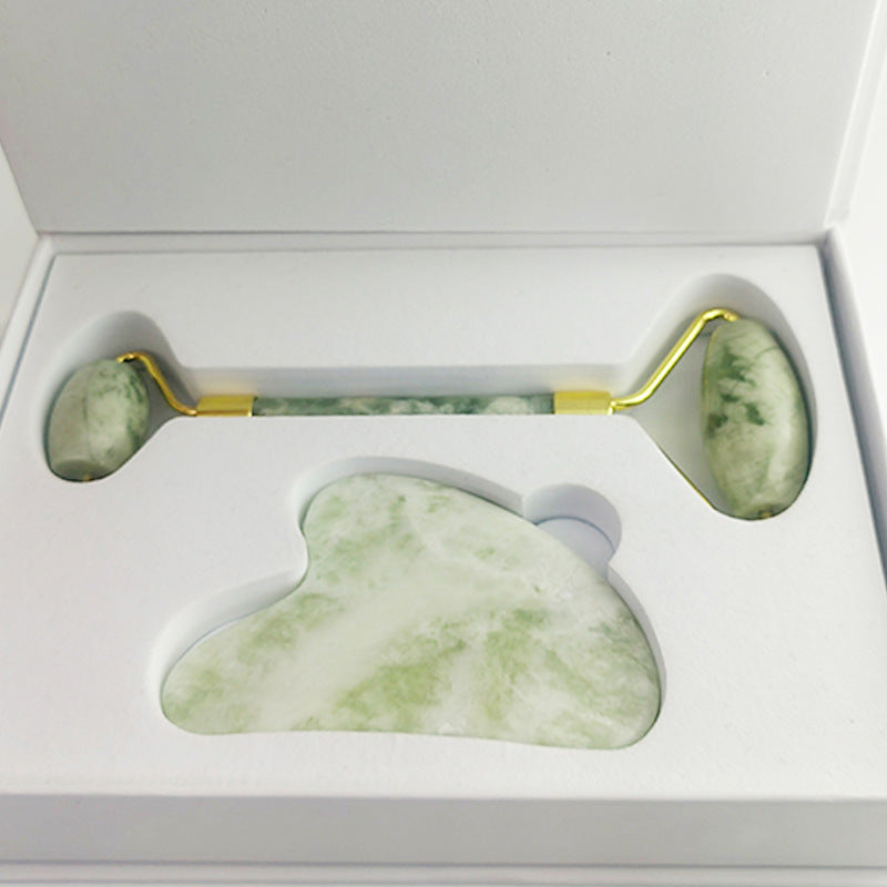 Sculpt. Soothe. Glow. | White Jade Facial Roller &amp; Gua Sha Set