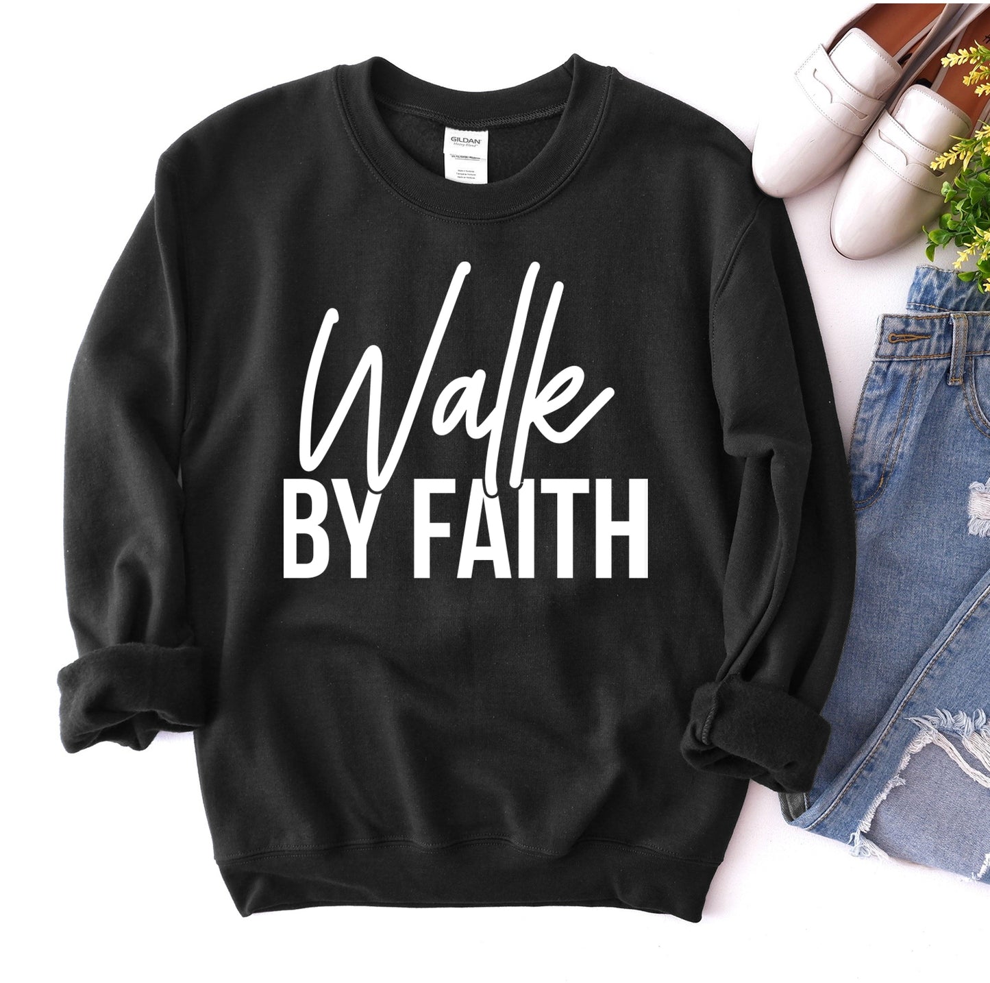 Walk By Faith | Cozy Unisex Crewneck Sweatshirt