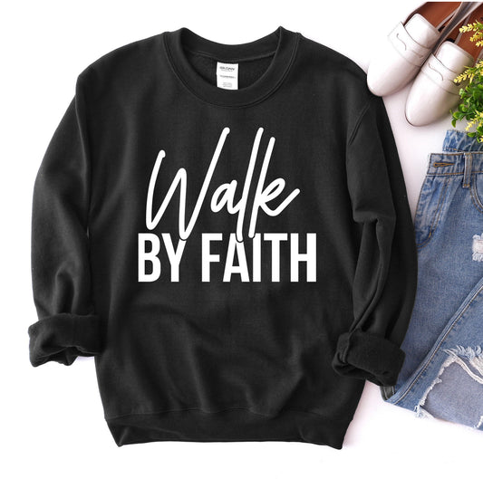 Walk By Faith | Cozy Unisex Crewneck Sweatshirt