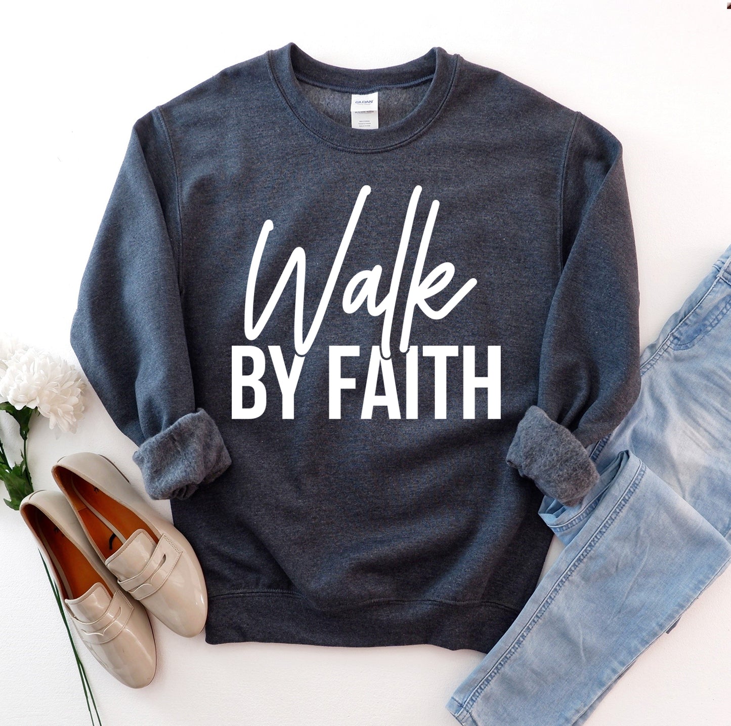 Walk By Faith | Cozy Unisex Crewneck Sweatshirt