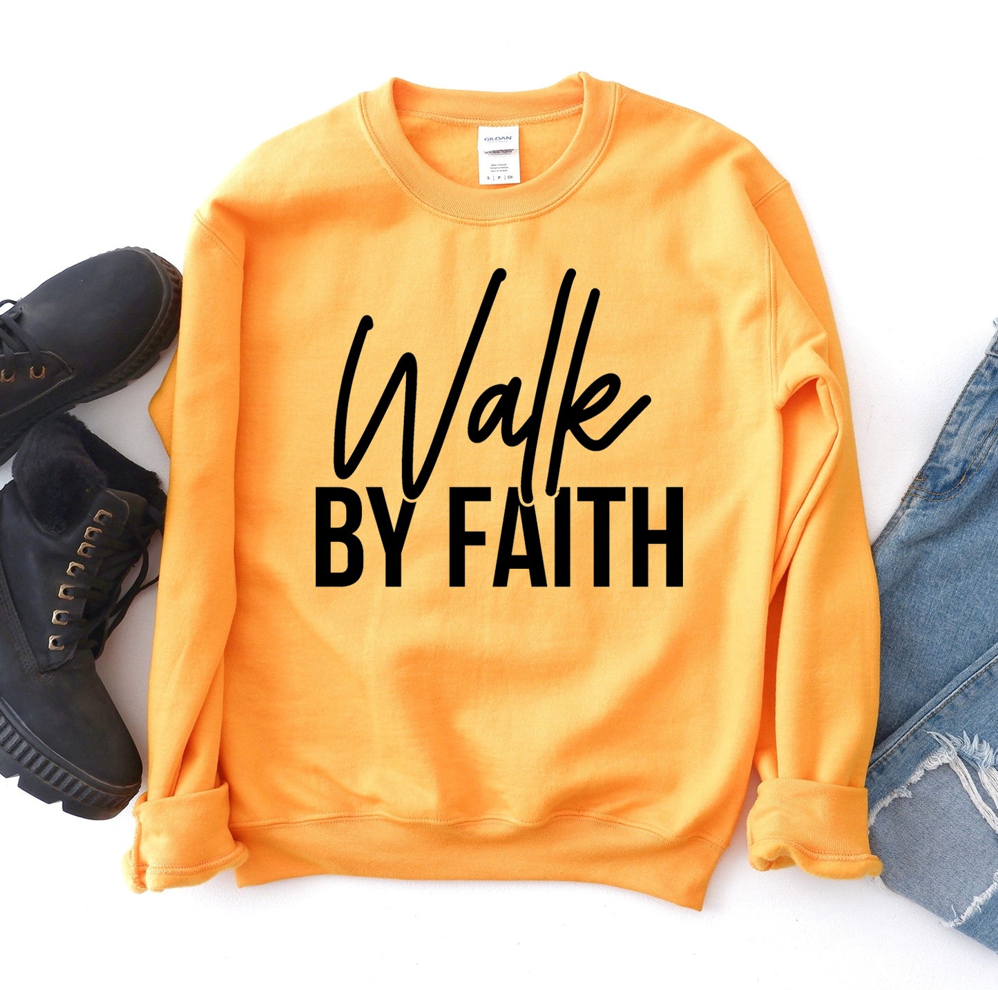 Walk By Faith | Cozy Unisex Crewneck Sweatshirt